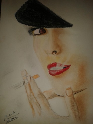 图画 标题为“La femme a la cigar…” 由Nicole De Pauw, 原创艺术品, 标记