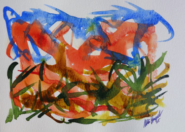 Malerei mit dem Titel "First Signs Of Spri…" von Ulli Heupel, Original-Kunstwerk, Aquarell