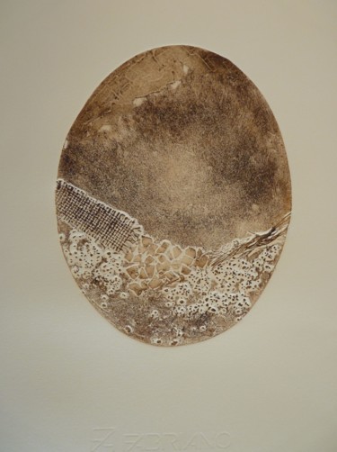 印花与版画 标题为“L'oeuf” 由Brigitte Bibard-Guillon, 原创艺术品, Collagraphy