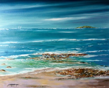 Peinture intitulée "Côte sauvage marée…" par André Kermorvant, Œuvre d'art originale, Huile