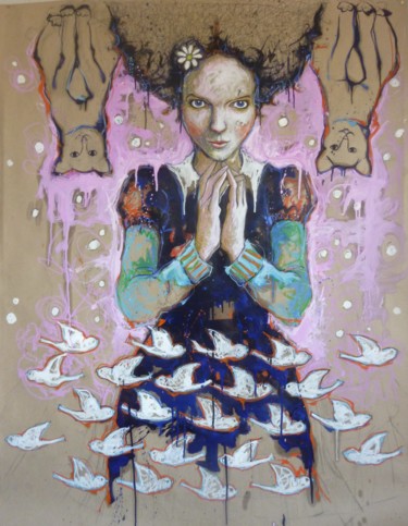 Peinture intitulée "des nuées de coccin…" par Catherine Cornec, Œuvre d'art originale, Huile