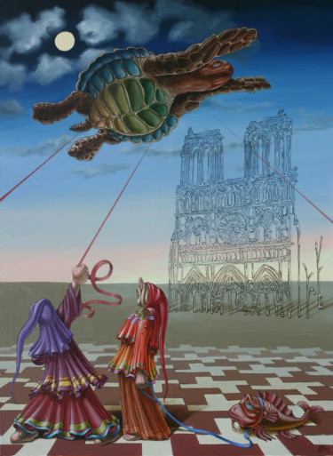Pittura intitolato "Catching of a big t…" da Victor Molev, Opera d'arte originale, Olio Montato su Telaio per barella in leg…