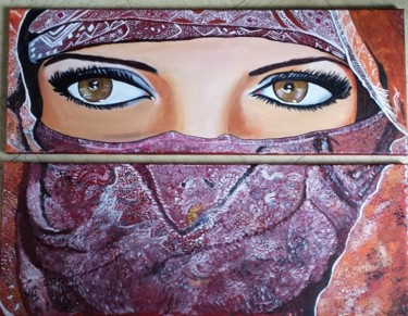 Peinture intitulée "diptyque La Fille a…" par Valérie Perrault, Œuvre d'art originale, Acrylique