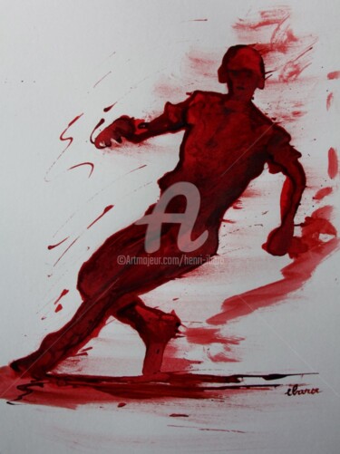 baseball-n-4-dessin-d-ibara-a-l-encre-rouge-et-sanguine-sur-papier-aquarelle-300gr-format-30cm-sur-42cm.jpg 图画 标题为“baseball-n-4-dessin…” 由Henri Ibara, 原创艺术品, 墨