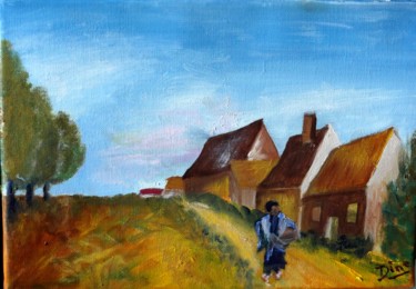 Peinture intitulée "Le-hameau-19x27.jpg…" par Nadine Bichon, Œuvre d'art originale, Huile