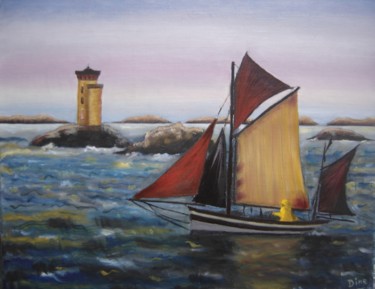 Peinture intitulée "Bréhat - Vieux grem…" par Nadine Bichon, Œuvre d'art originale, Huile