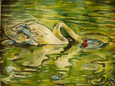 Peinture intitulée "Le Cygne" par Pierre Feyeux, Œuvre d'art originale