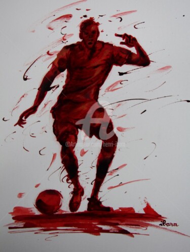 Σχέδιο με τίτλο "football-n-56-dessi…" από Henri Ibara, Αυθεντικά έργα τέχνης, Μελάνι