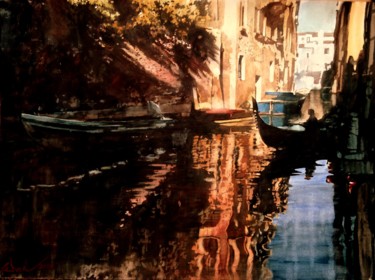 Peinture intitulée "Caresse de la Lumiè…" par Paul Dmoch, Œuvre d'art originale, Aquarelle