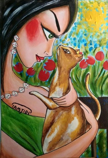 Peinture intitulée "Esclave de tes yeux" par Sara Tamjidi, Œuvre d'art originale, Acrylique