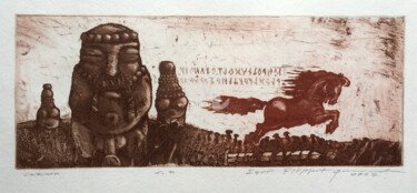 Printmaking titled "Les idoles" by Igor Filippov, Original Artwork, Etching