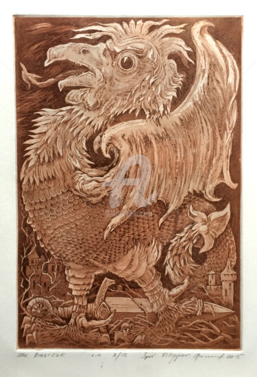 Printmaking titled "Le Basilic" by Igor Filippov, Original Artwork, Engraving