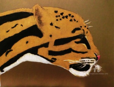 绘画 标题为“The Cloud Leopard” 由Michela Curtis, 原创艺术品, 丙烯 安装在其他刚性面板上