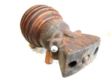 Sculpture intitulée ""Hippopotame"" par Elisabeth Faucheur, Œuvre d'art originale, Bois