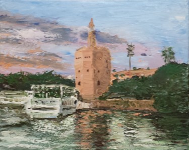 Pintura titulada "Guadalquivir - Torr…" por Camilo Flores, Obra de arte original, Oleo