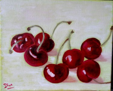 Peinture intitulée "le temps des cerise…" par Nadine Bichon, Œuvre d'art originale, Huile