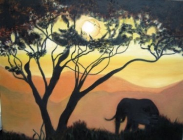 Peinture intitulée "l-elephant-au-crepu…" par Nadine Bichon, Œuvre d'art originale