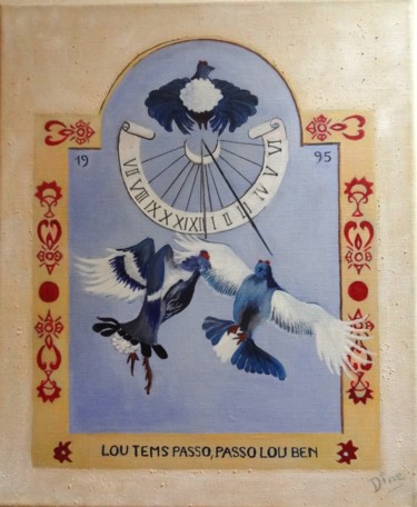 Peinture intitulée "cadran solaire du Q…" par Nadine Bichon, Œuvre d'art originale, Huile