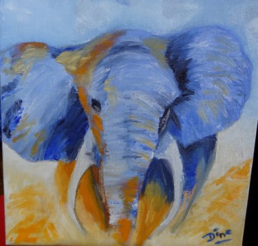 Peinture intitulée "L'éléphant bleu" par Nadine Bichon, Œuvre d'art originale