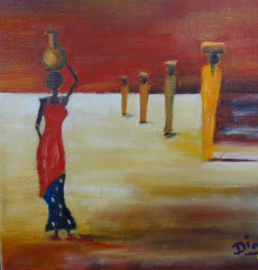 Peinture intitulée "Porteuses en ligne" par Nadine Bichon, Œuvre d'art originale, Huile