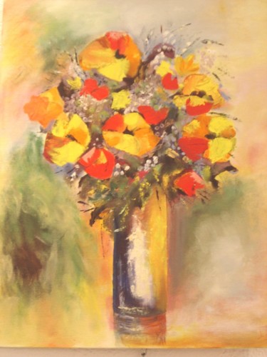 Peinture intitulée "mon premier bouquet" par Nadine Bichon, Œuvre d'art originale, Huile
