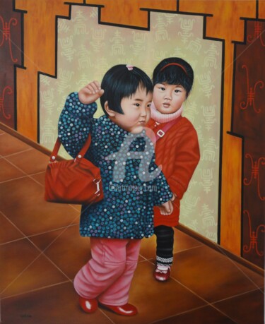 Peinture intitulée ""Les fillettes de S…" par Shena Ajuelos, Œuvre d'art originale, Huile