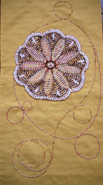 Art textile intitulée "autumn-mandala.jpg" par Marianne Camus, Œuvre d'art originale