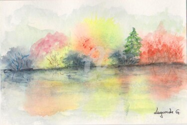 Peinture intitulée "15 Paysage  +c" par Geneviève Lagarde, Œuvre d'art originale, Aquarelle