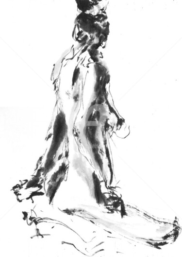 Peinture intitulée "nu" par Thomas Eeckman, Œuvre d'art originale, Encre