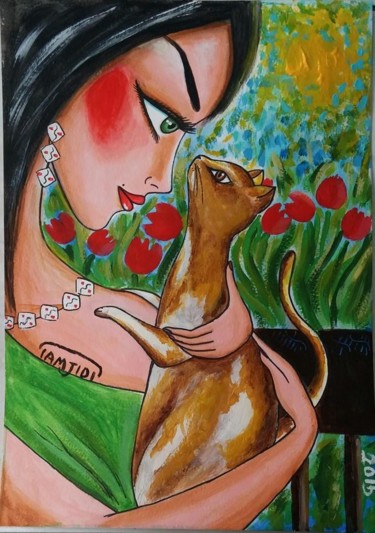 Peinture intitulée "Esclave de tes yeux" par Sara Tamjidi, Œuvre d'art originale, Acrylique