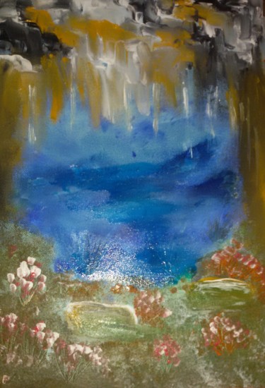 Peinture intitulée "La grotte" par Nicole De Pauw, Œuvre d'art originale, Acrylique