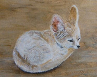 fennec - technique mixte sur papier - original signé Painting titled "fennec - technique…" by Patricia Giroldini Hyvernat, Original Artwork, Watercolor