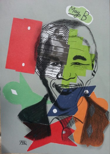 Collages intitulée "Nelson Mandela - 6,…" par Brigitte Mathé (MBL), Œuvre d'art originale