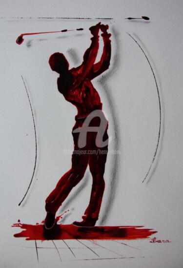 golf-n-13-dessin-d-ibara-encre-rouge-sanguine-et-crayon-sur-papier-aquarelle-300gr-format-30cm-sur-42cm-d-ibara.jpg 图画 标题为“golf-n-13-dessin-d-…” 由Henri Ibara, 原创艺术品, 墨