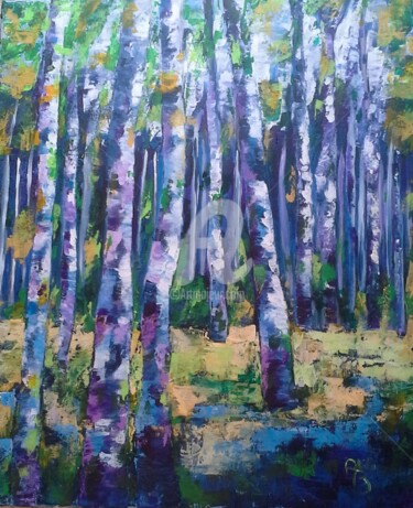 Painting titled "les troncs" by Anita Boche, Original Artwork, Acrylic