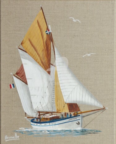 Peinture intitulée "étoile Molène 24x30" par Armelle Cailly, Œuvre d'art originale, Acrylique Monté sur Châssis en bois