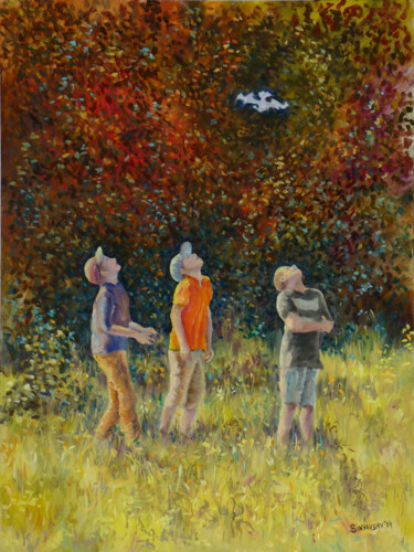 Schilderij getiteld "Dron" door Dimitri Sinyavsky, Origineel Kunstwerk, Olie