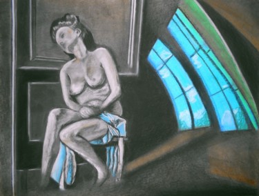 Dibujo titulada "la-melancolie" por Tatiana Anikina, Obra de arte original, Carbón