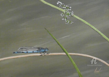 Malerei mit dem Titel "libellule" von Serge Toulgoat, Original-Kunstwerk, Acryl Auf Keilrahmen aus Holz montiert