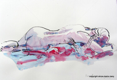 Peinture intitulée "croquis Kamila 29 a…" par Anne-Marie Mary, Œuvre d'art originale, Encre