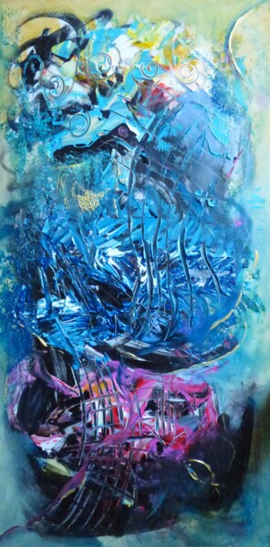 Painting titled "Pèche miraculeuse" by Elisabeth Renard (B.Dumont Renard), Original Artwork, Acrylic