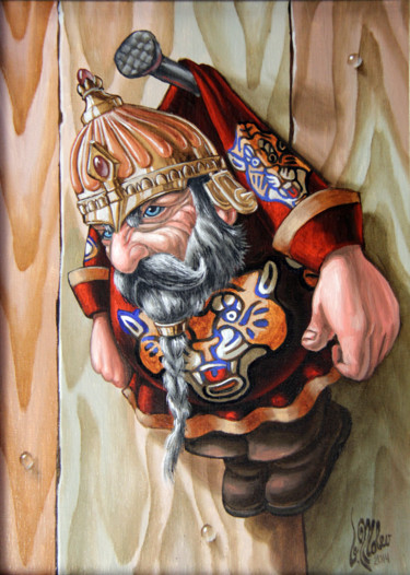 "Gnome in a Tiger Su…" başlıklı Tablo Victor Molev tarafından, Orijinal sanat, Petrol Karton üzerine monte edilmiş