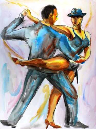 绘画 标题为“299 Tango au chapeau” 由Jean-Luc Lopez, 原创艺术品, 墨