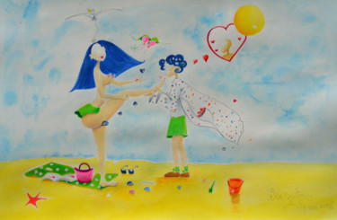 Peinture intitulée "Orgasmine" par Rosyline, Œuvre d'art originale, Aquarelle