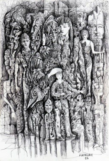 Dessin intitulée "enfant des cultures" par Abderrahmane Abdelrafie Matallah, Œuvre d'art originale
