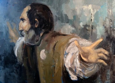 Peinture intitulée "D' après Le Caravag…" par Sylvain Thevenon, Œuvre d'art originale