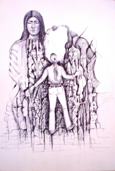 Dessin intitulée "indian sacred spirit" par Abderrahmane Abdelrafie Matallah, Œuvre d'art originale