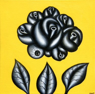Painting titled "DOS HOJAS Y UN OJO" by Marcelo Novo, Original Artwork, Acrylic