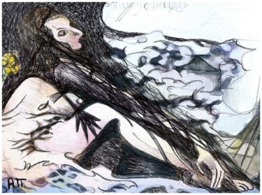Marée noire 绘画 标题为“Marée noire” 由Alexandre Podgorny, 原创艺术品, 圆珠笔