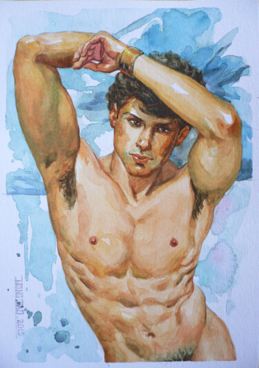 Pintura intitulada "WATERCOLOR PAINTING…" por Hongtao Huang, Obras de arte originais, Aquarela